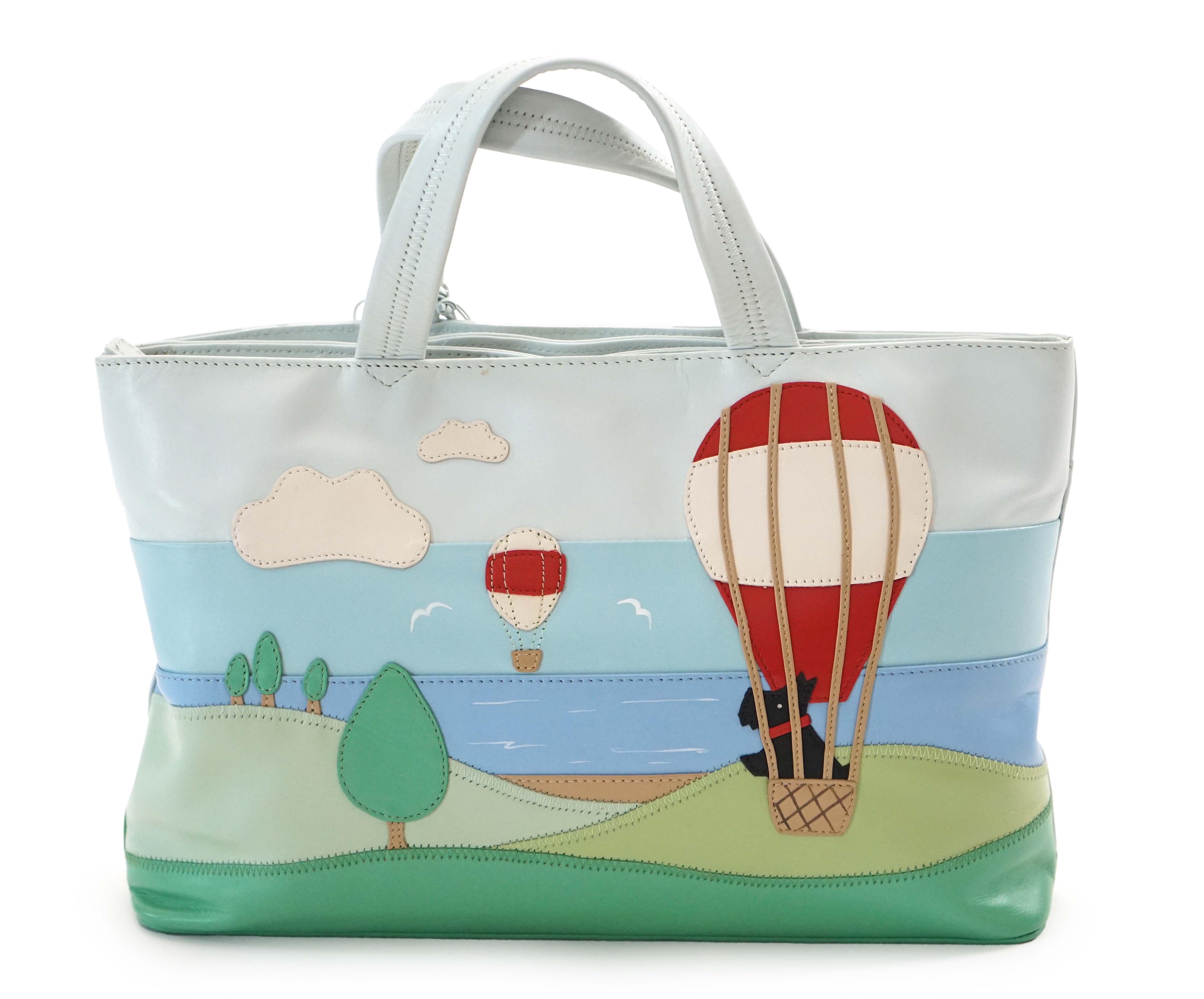 A Radley 'Up Up and Away' multicoloured leather grab handle bag 2005, width 30cm, depth 8cm, height 20cm